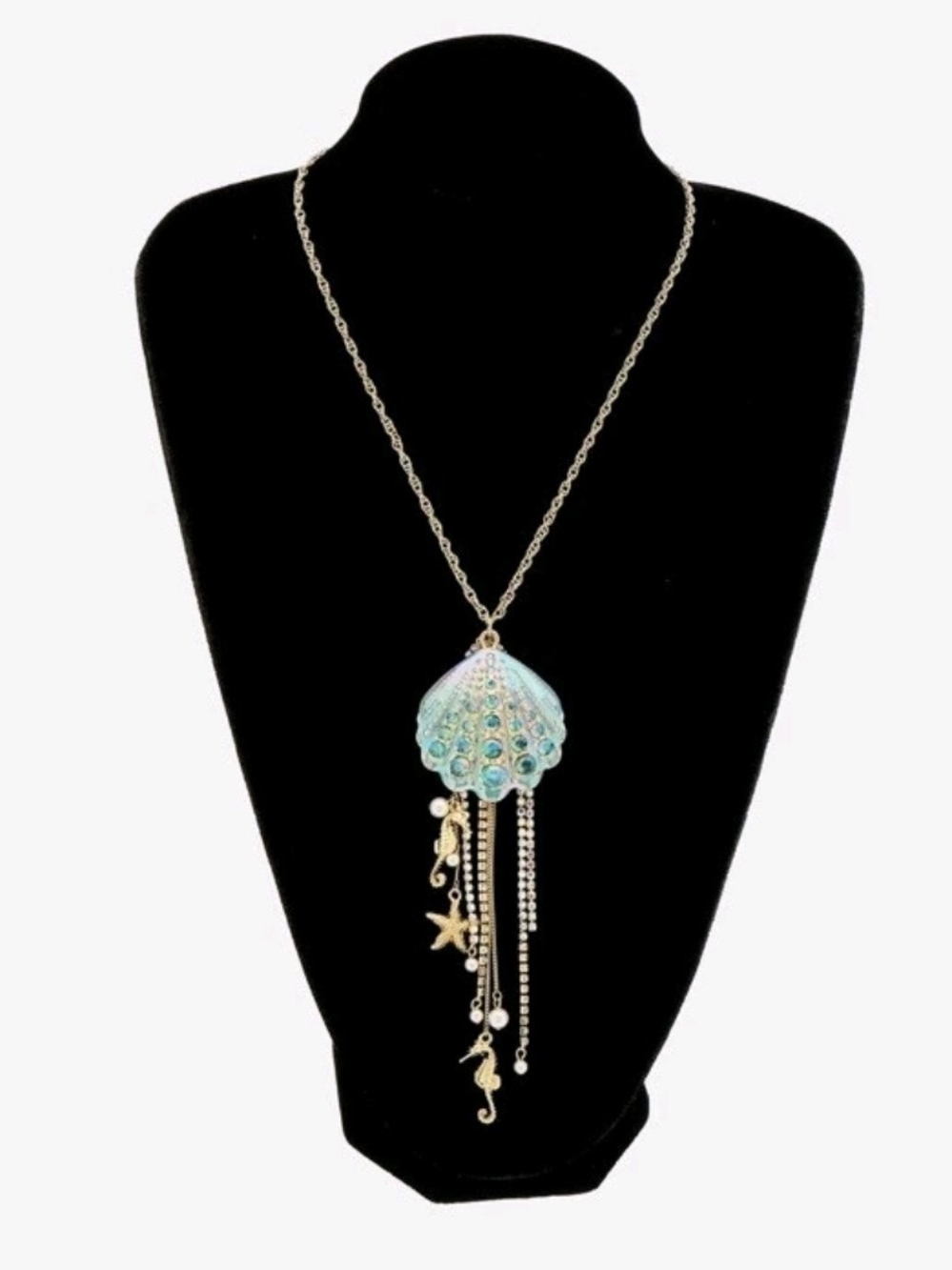 Betsey Johnson Seashell Pendant Dangle Charms Long Necklace